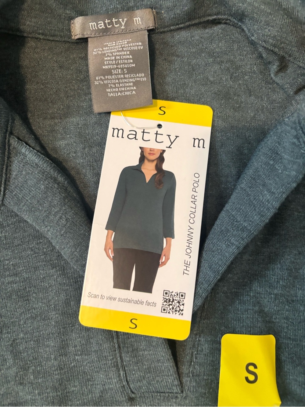 Matty M Teal V-Neck Johnny Collar Sweater